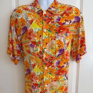 Jams World Men's Hawaiian Aloha Short Sleeve Shirt - Santo Domingo Rum, Large